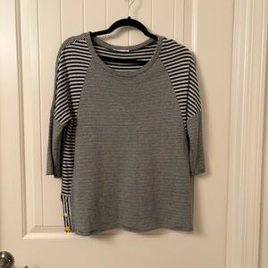 Le Lis Black and White Striped Long Sleeve Top